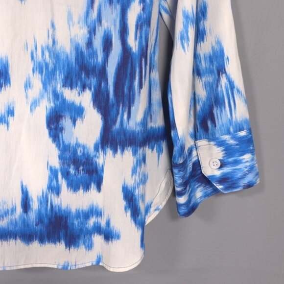 NWT ZARA Printed Poplin Button Up Shirt Blue White Women’s SMALL 3134/153/400 - Picture 9 of 12